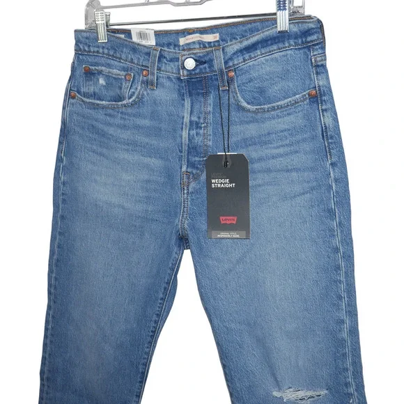 LEVI'S Premium NWT Wedgie Straight Blue Jeans Salsa Spice Size 30 - Picture 4 of 11